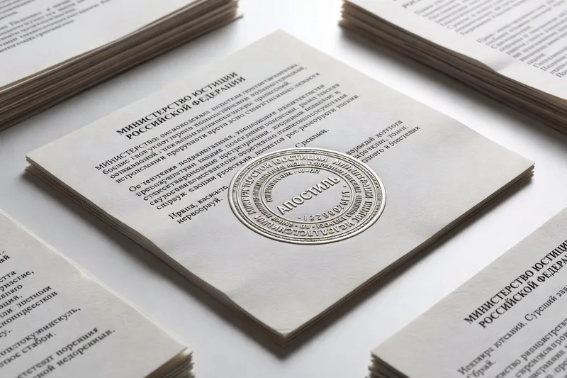 Tampon apostille russe sur document officiel avec texte cyrillique visible