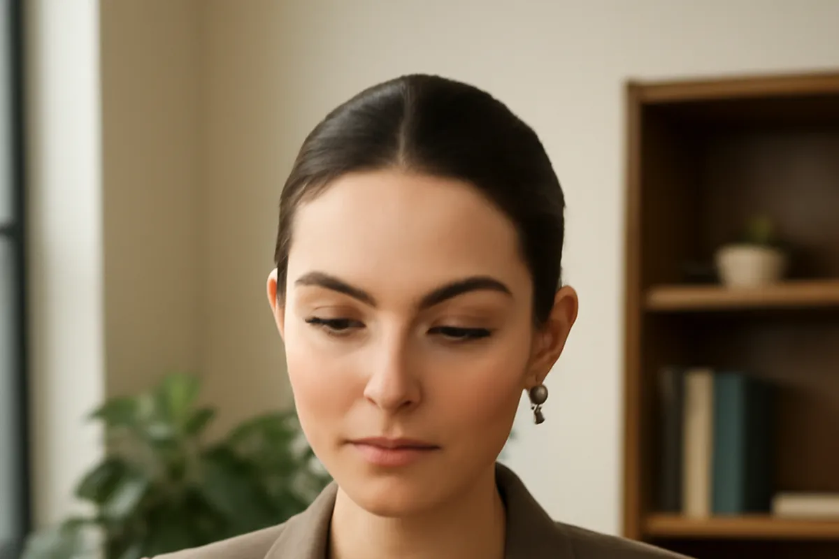 Femme consultant avec attention un dossier officiel d'adoption