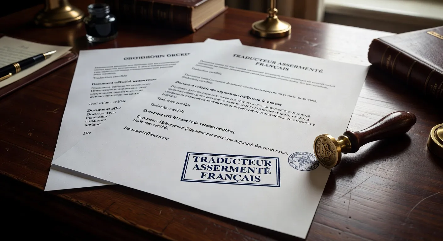 Documents officiels russes traduits avec tampon d'assermentation et cachet officiel
