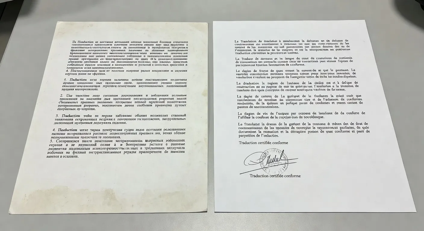 Processus de certification de traduction : comparaison document original russe et traduction certifiée
